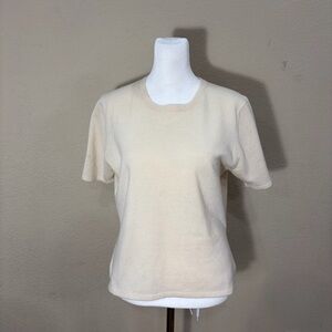 Iris Singer Short Sleeve Cashmere Sweater Sz M In Cream Career Luxurious Comfy